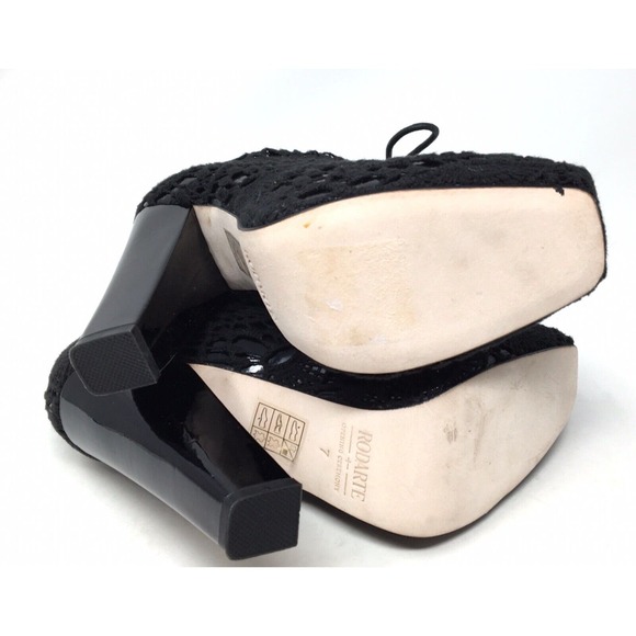 Rodarte X Opening Ceremony Women's Size 7 Black Patent Leather Crochet Booties - Picture 7 of 7